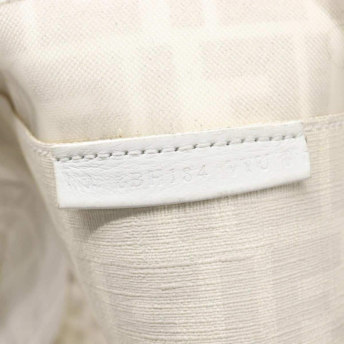 FENDI Zucca Canvas Tote Bag Leather Mesh White Auth 206836A