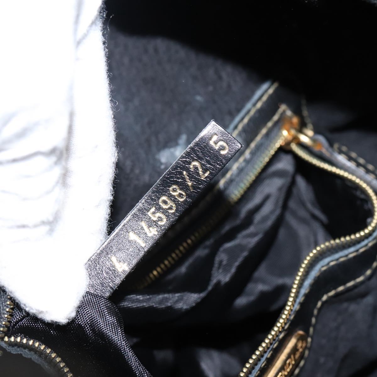 FENDI Hand Bag Leather Black Gold Auth 206838