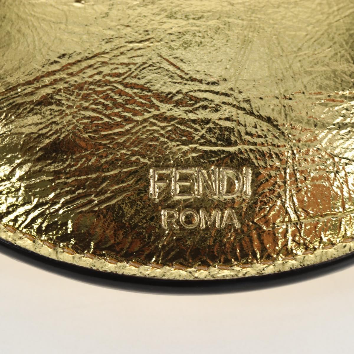 FENDI Shoulder Pouch Leather Gold Auth 206841M