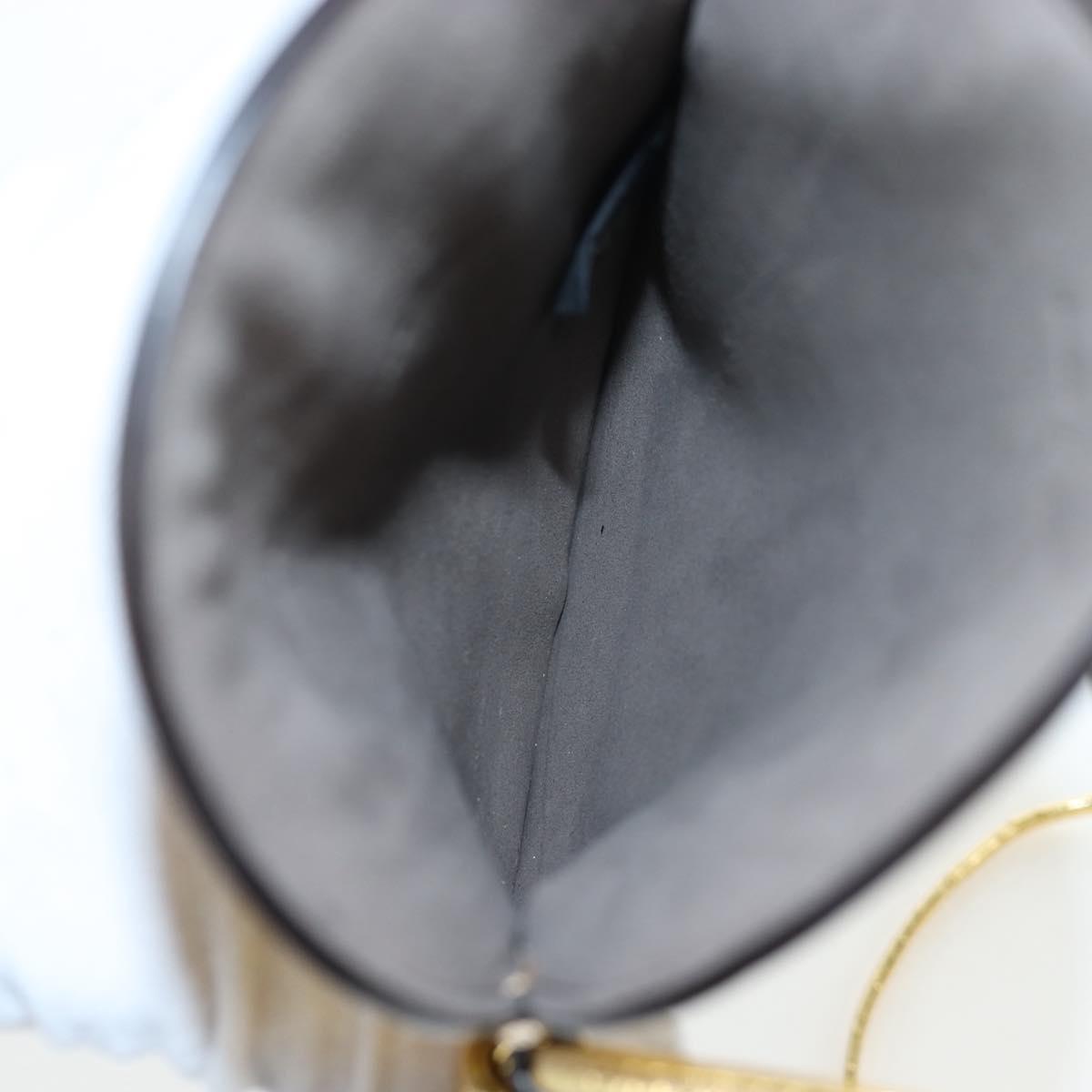FENDI Shoulder Pouch Leather Gold Auth 206841M