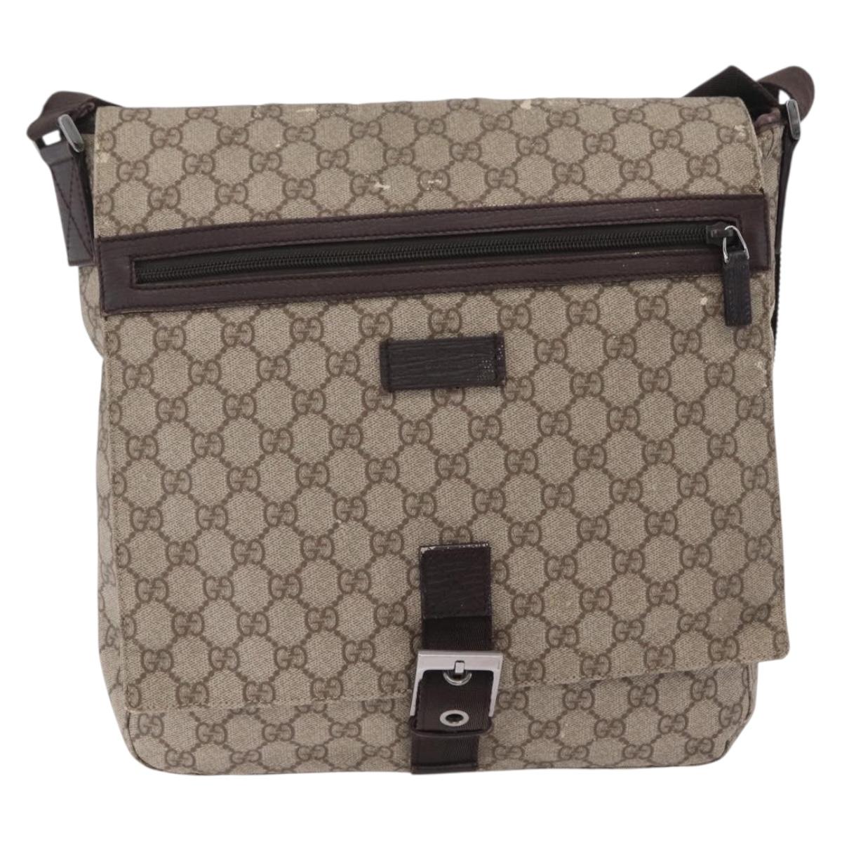 GUCCI GG Supreme GG Canvas Shoulder Bag 3 Set Beige Purple Auth 206847