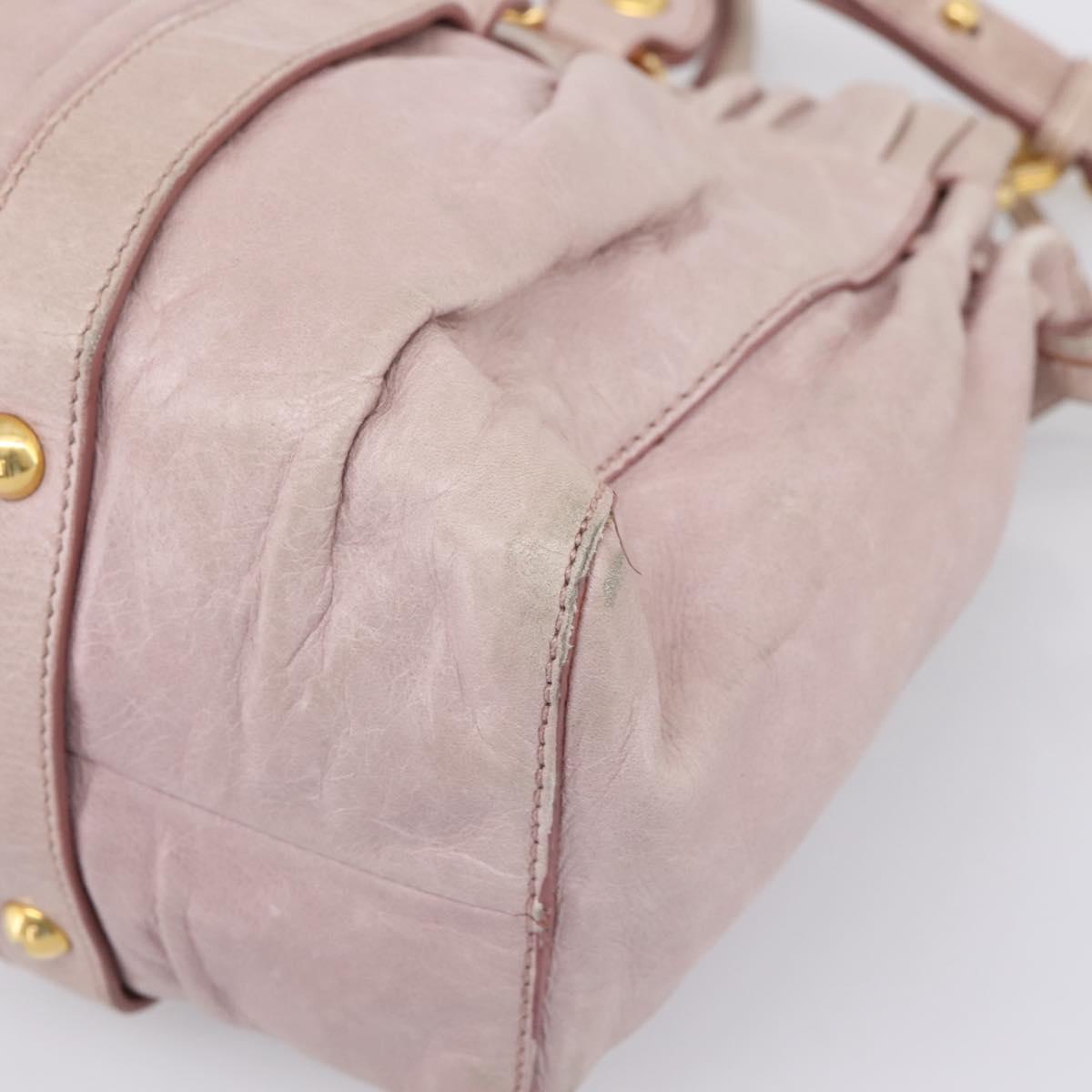 Miu Miu Hand Bag Vitellolux 2way Pink Gold Auth 206863A