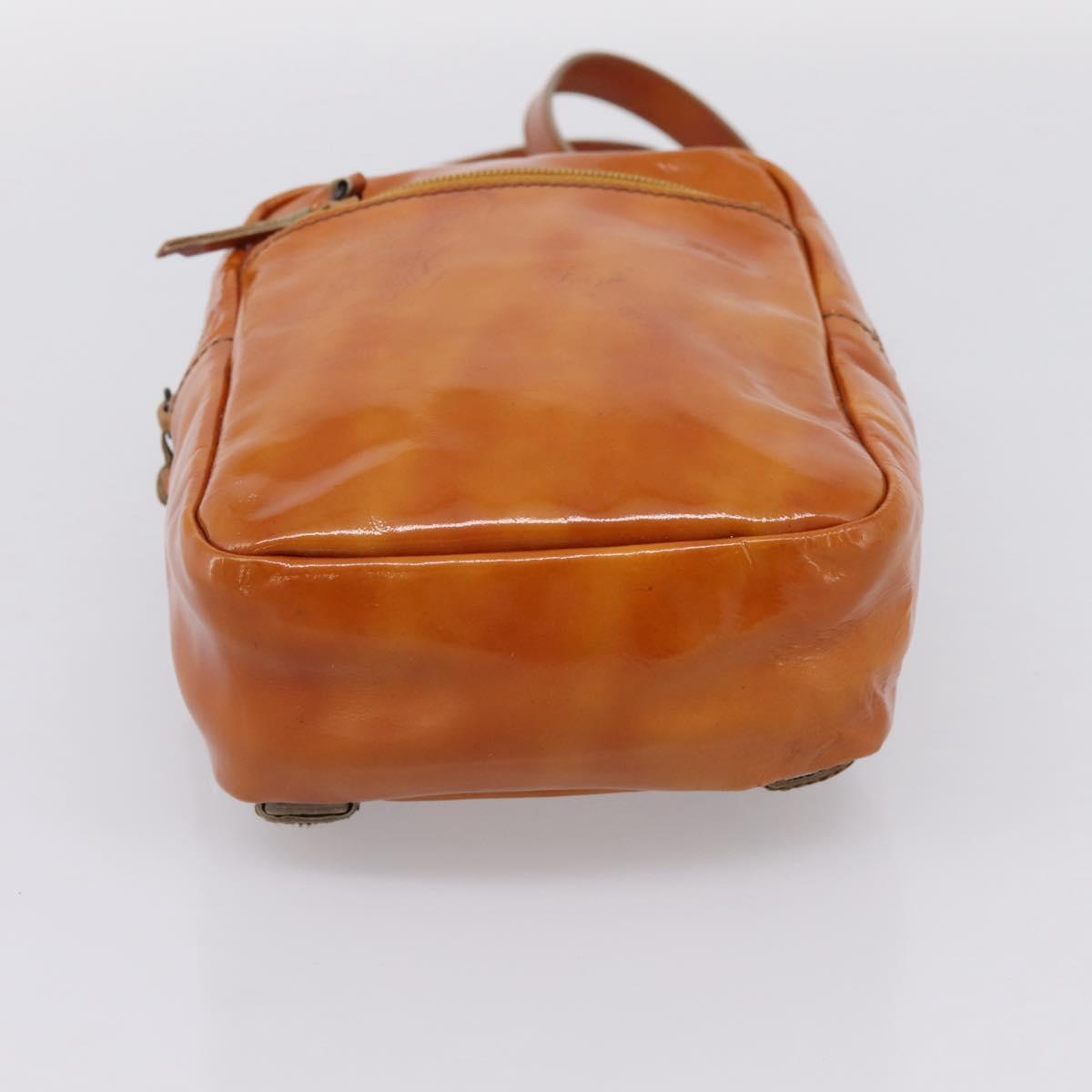 Miu Miu Backpack Patent Leather Brown Silver Auth 206864