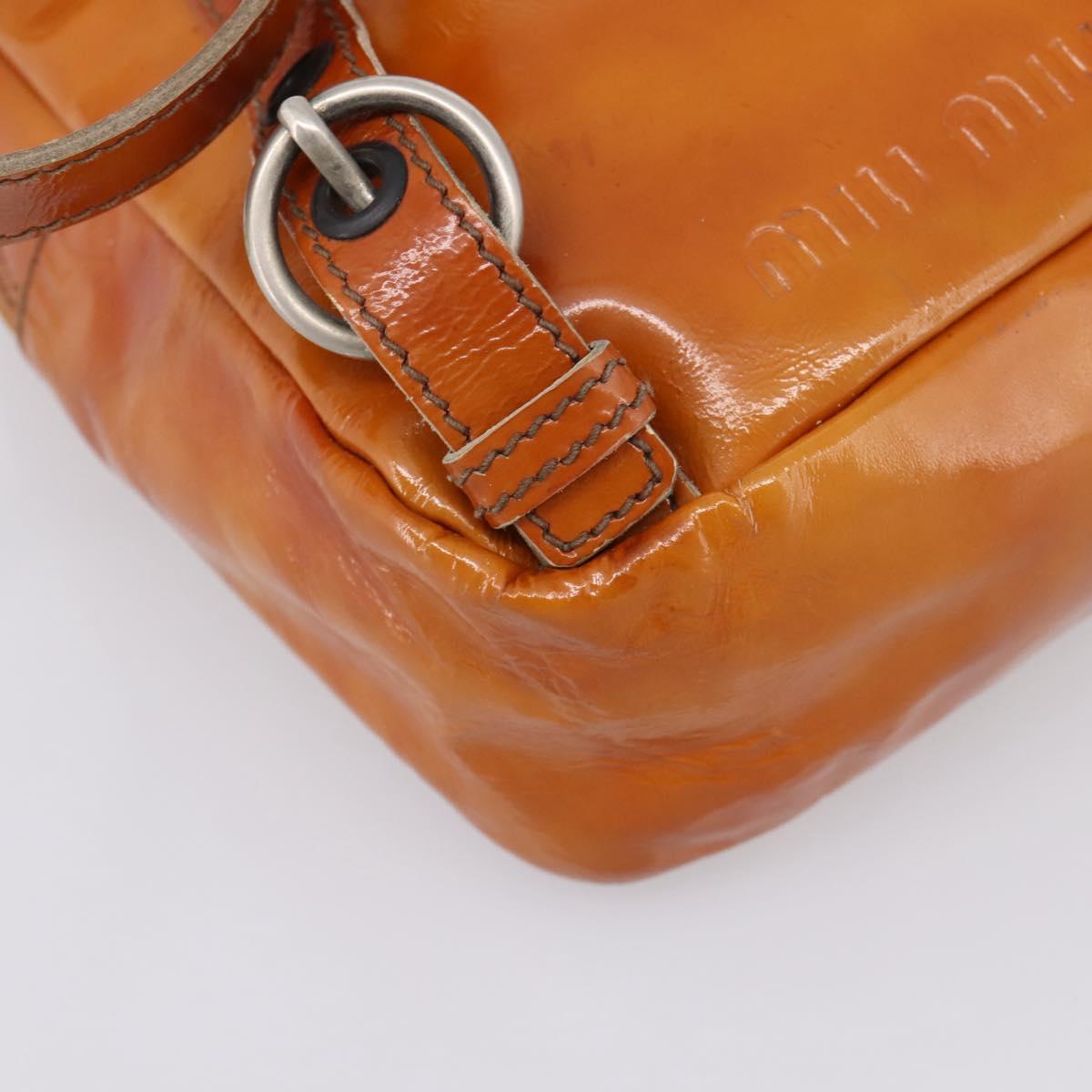 Miu Miu Backpack Patent Leather Brown Silver Auth 206864