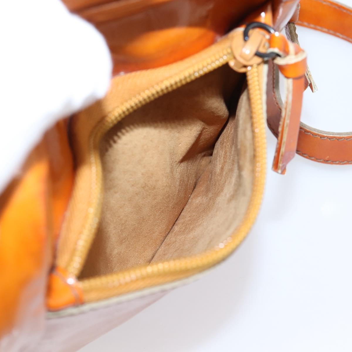 Miu Miu Backpack Patent Leather Brown Silver Auth 206864
