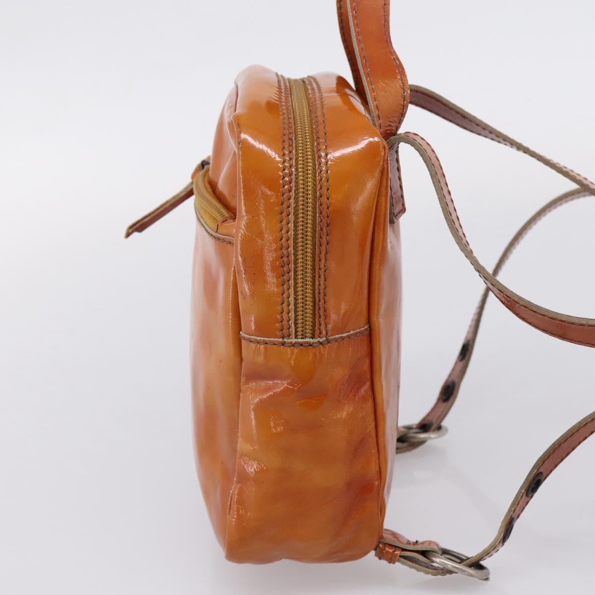 Miu Miu Backpack Patent Leather Brown Silver Auth 206864