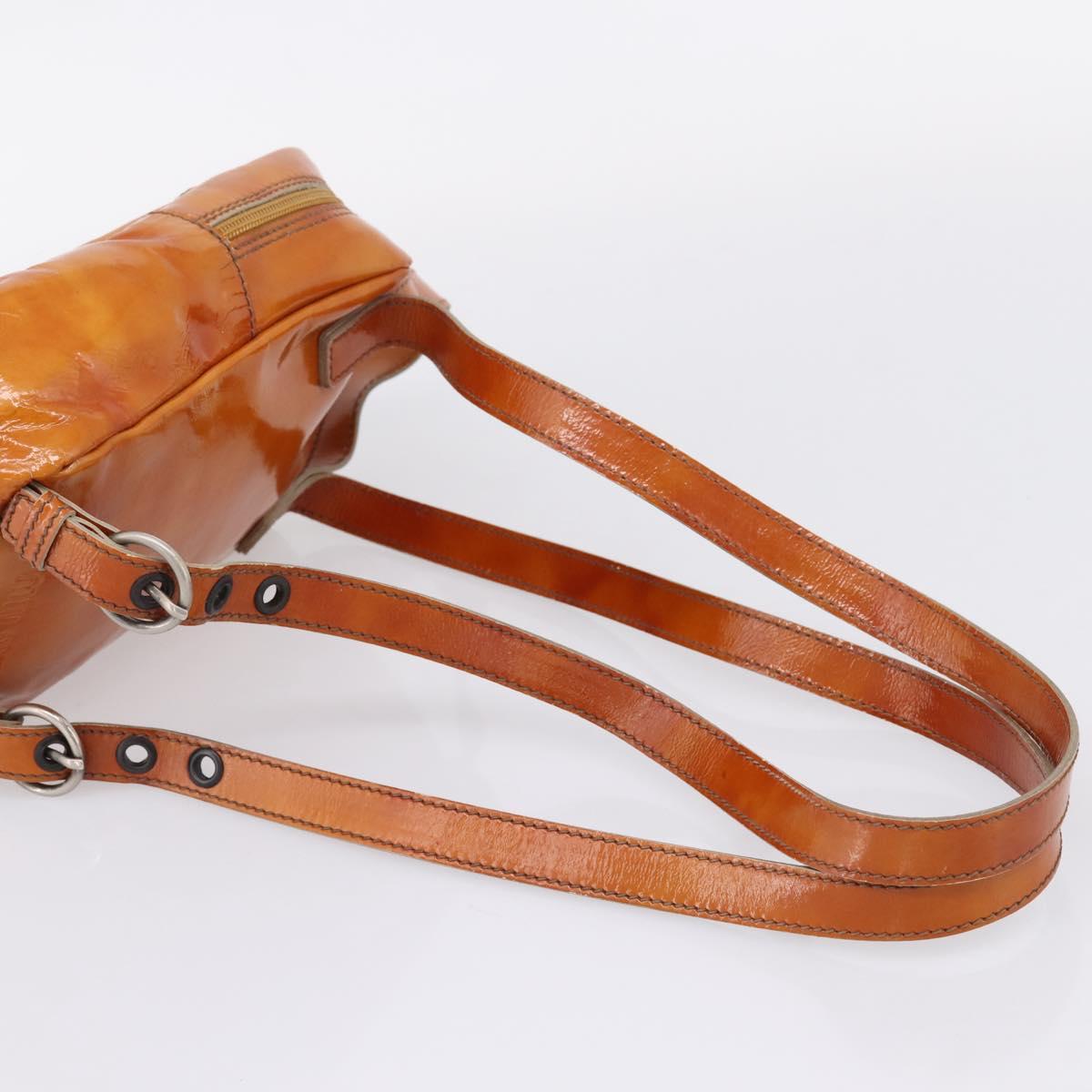 Miu Miu Backpack Patent Leather Brown Silver Auth 206864