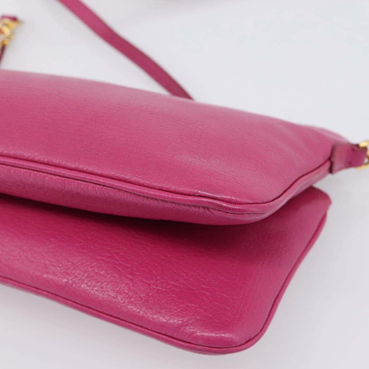 Miu Miu Shoulder Bag Leather Pink Gold Auth 206869A