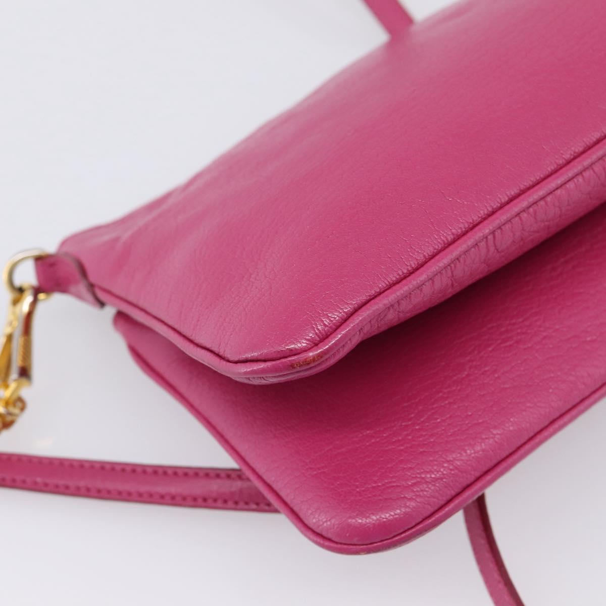 Miu Miu Shoulder Bag Leather Pink Gold Auth 206869A