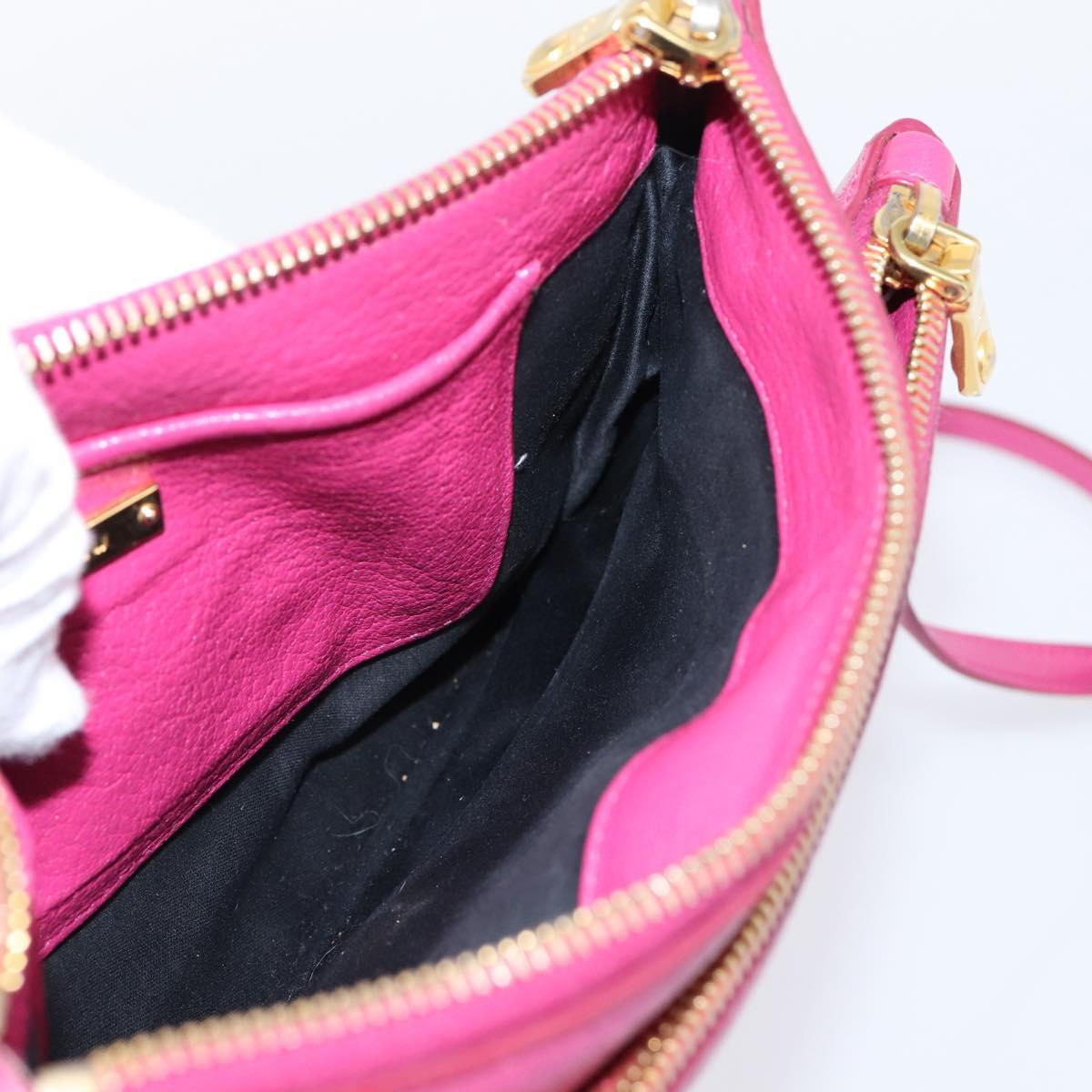 Miu Miu Shoulder Bag Leather Pink Gold Auth 206869A