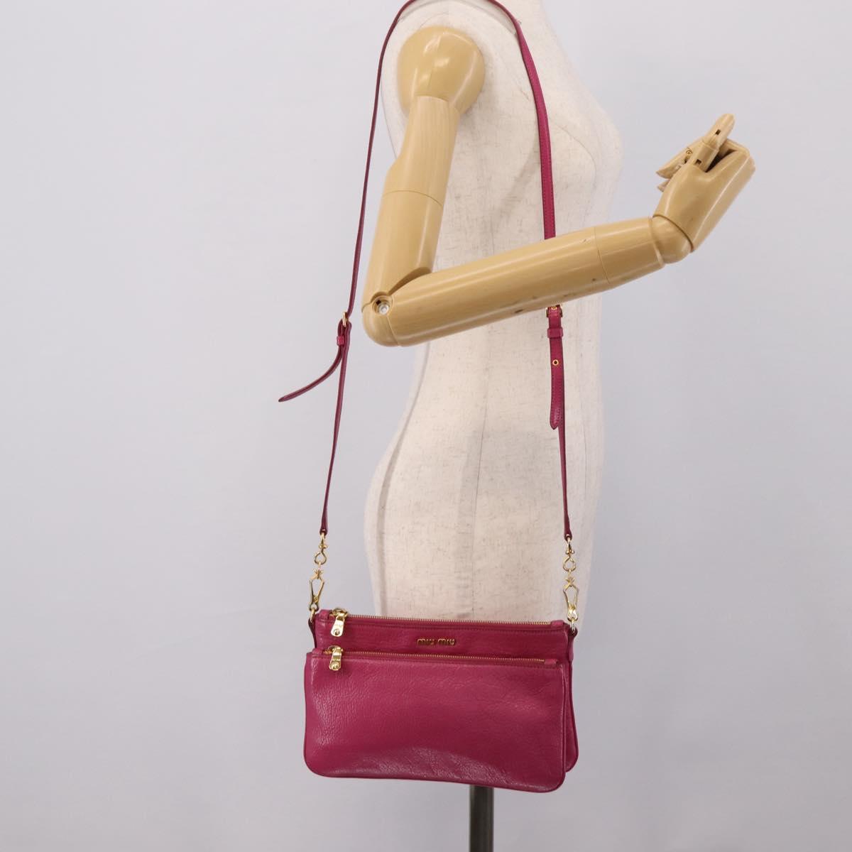 Miu Miu Shoulder Bag Leather Pink Gold Auth 206869A
