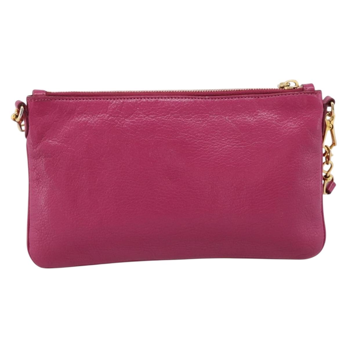 Miu Miu Shoulder Bag Leather Pink Gold Auth 206869A
