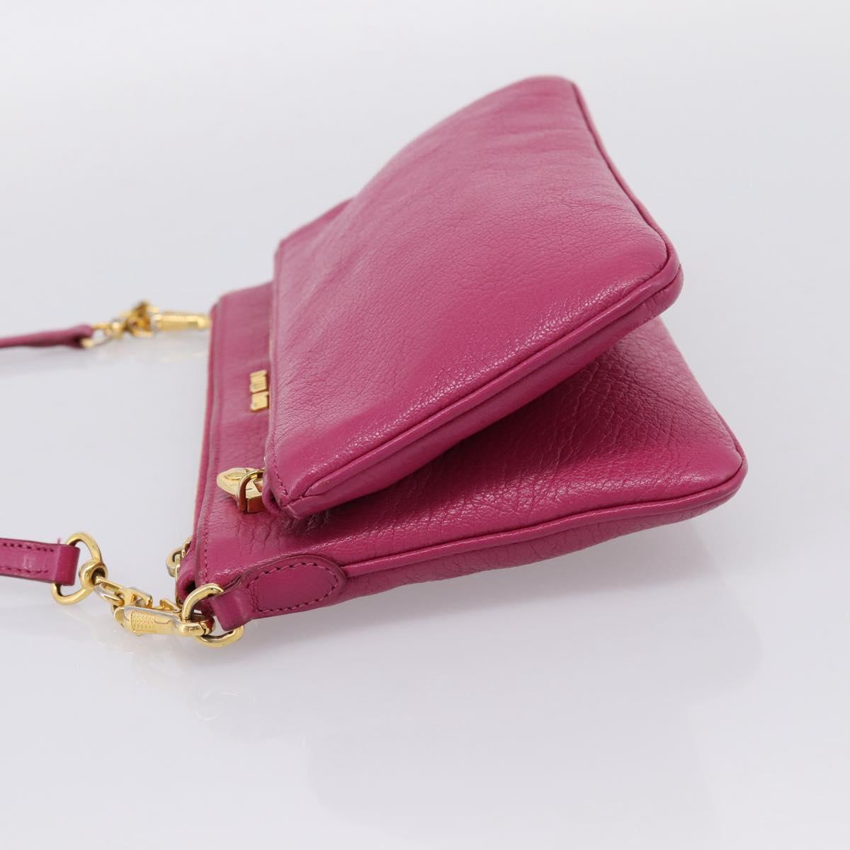 Miu Miu Shoulder Bag Leather Pink Gold Auth 206869A
