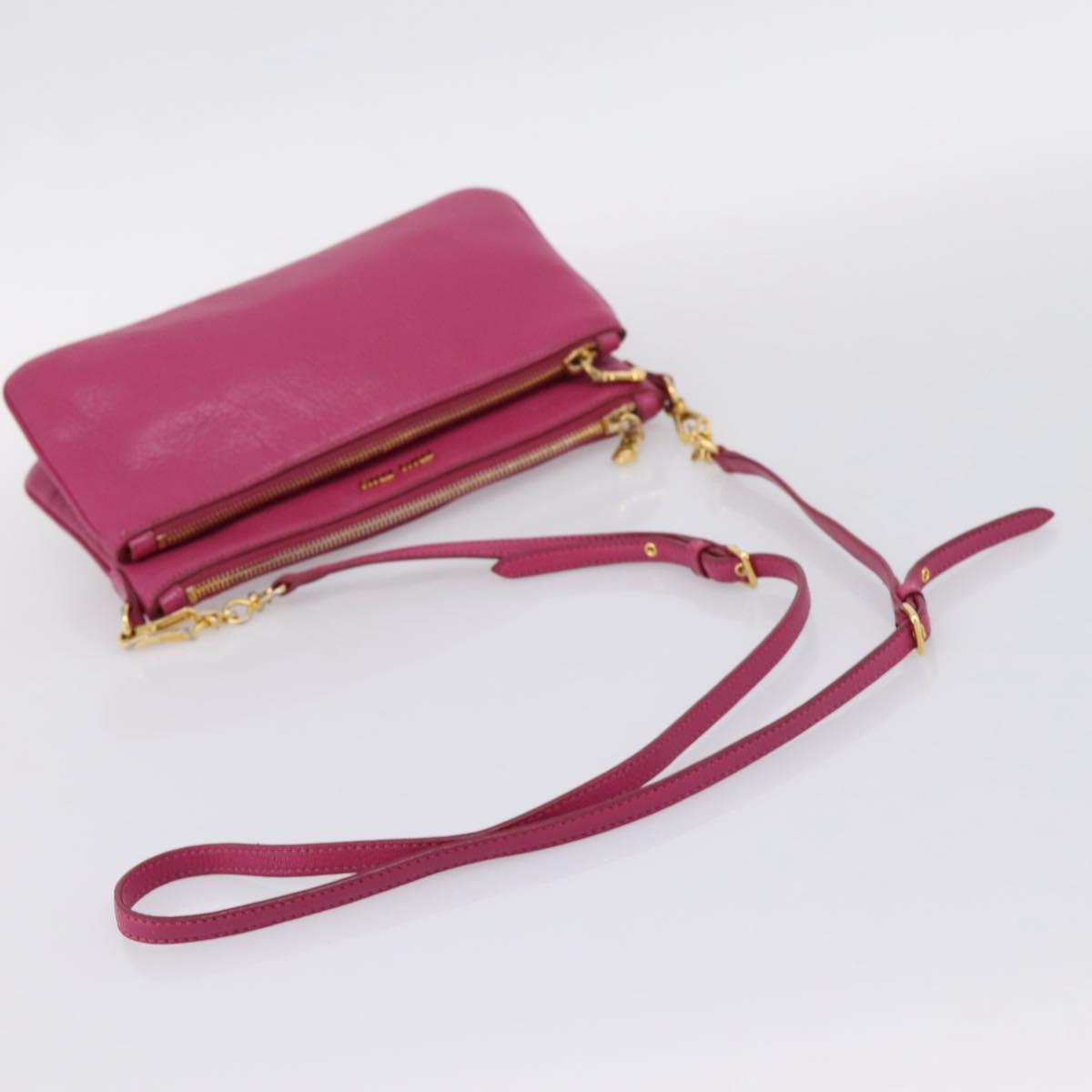 Miu Miu Shoulder Bag Leather Pink Gold Auth 206869A