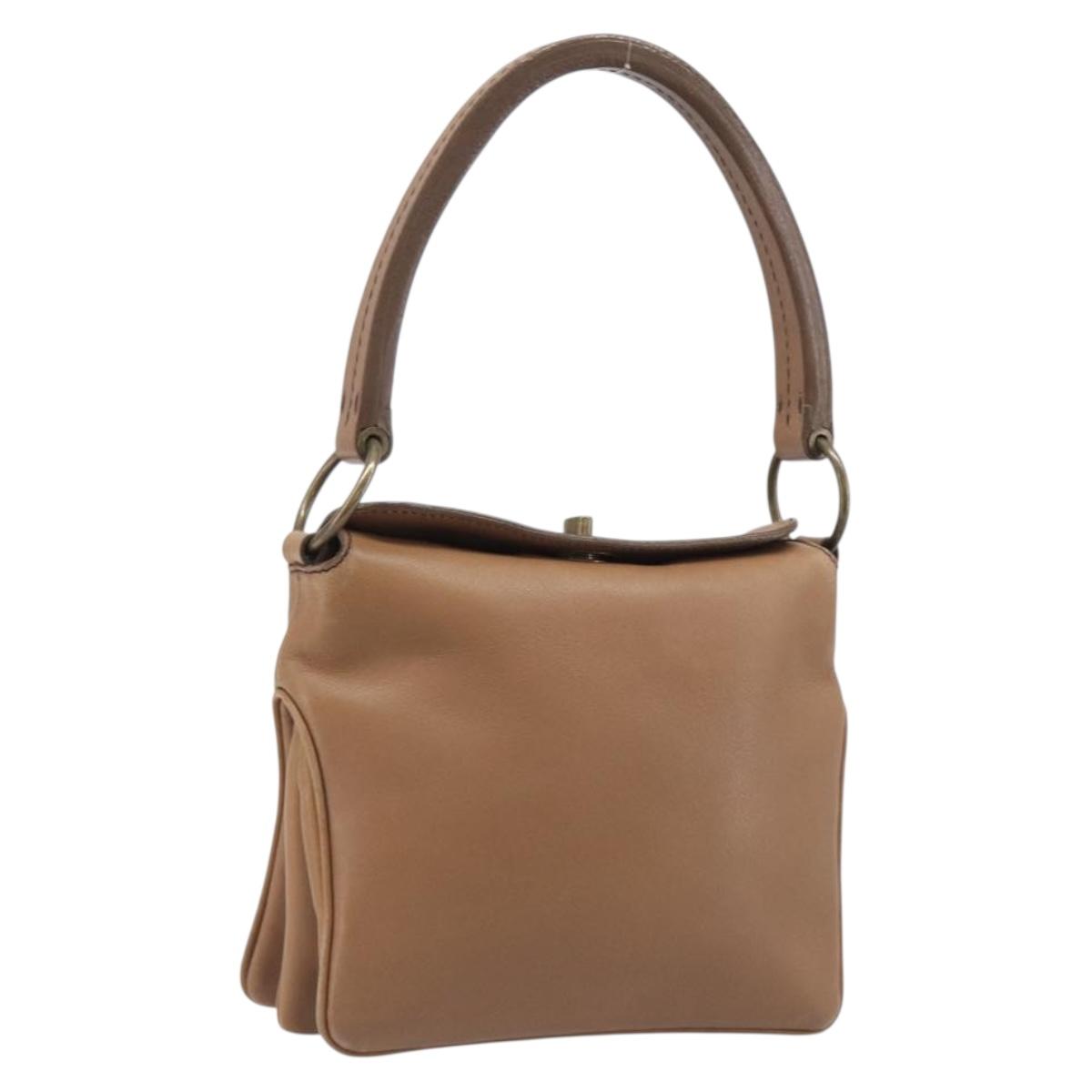 Miu Miu Hand Bag Leather Brown Gold Auth 206871A