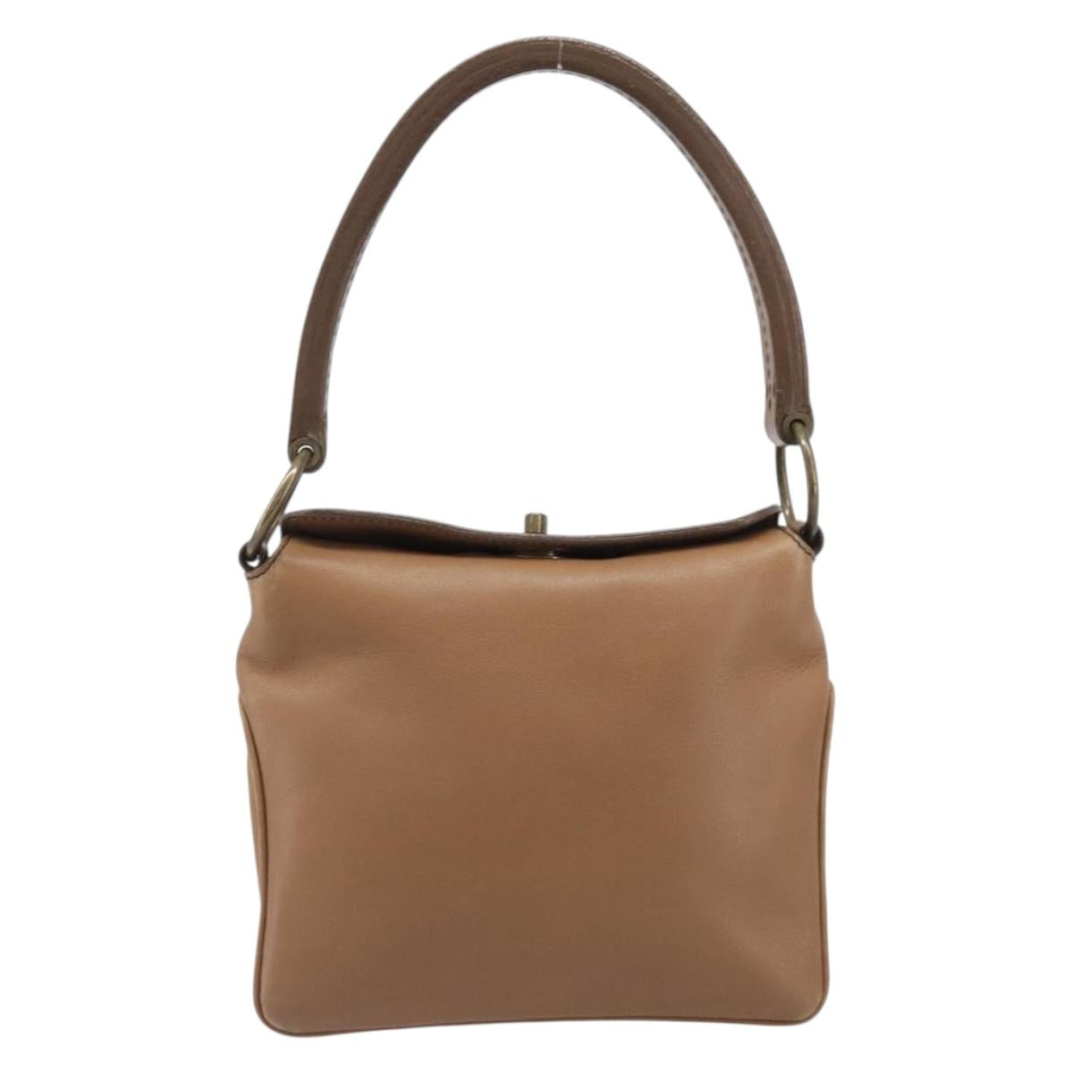 Miu Miu Hand Bag Leather Brown Gold Auth 206871A