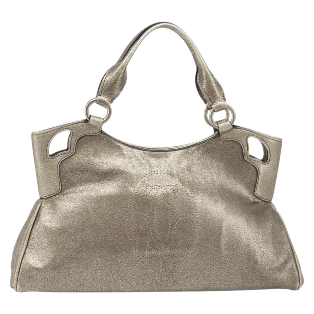 Cartier Marcello Hand Bag Leather Gold Auth 206884A