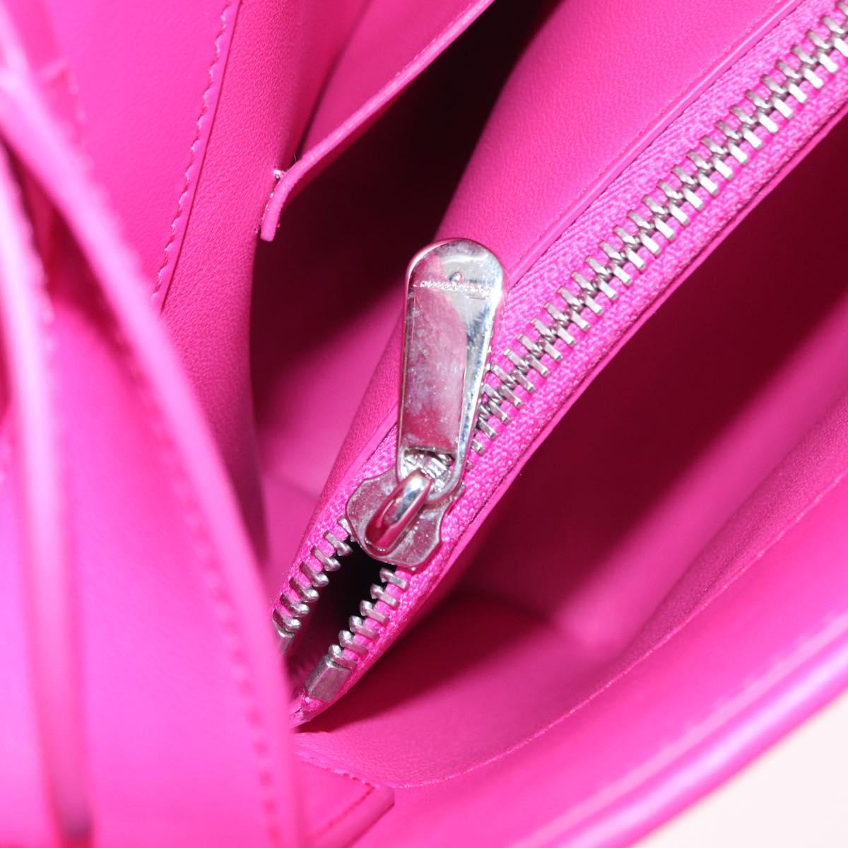 Salvatore Ferragamo Gancini Shoulder Bag Leather Pink Silver Auth 206885A