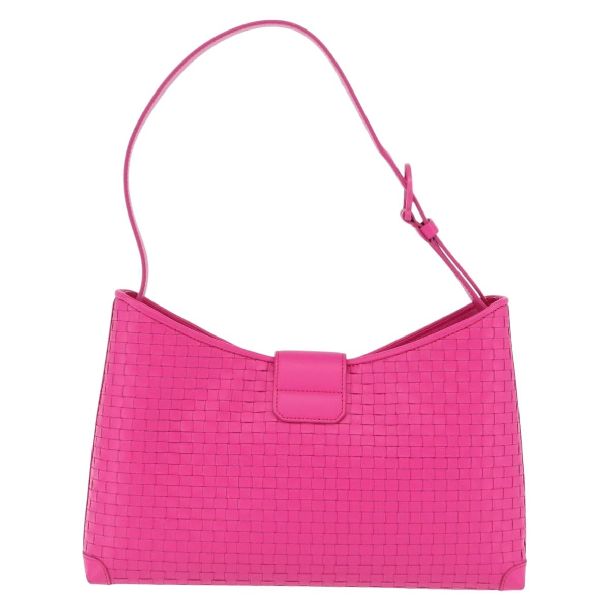 Salvatore Ferragamo Gancini Shoulder Bag Leather Pink Silver Auth 206885A