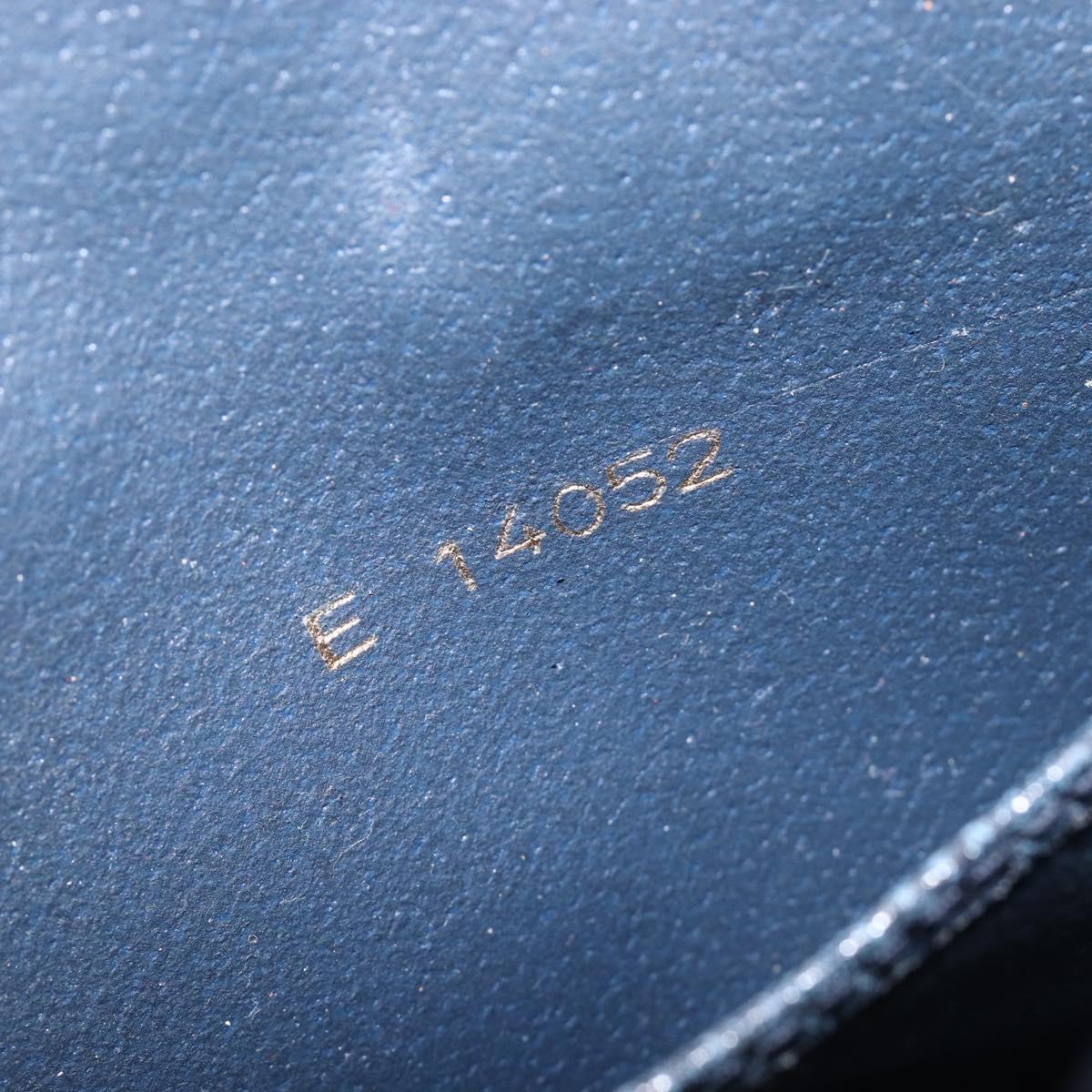 FENDI Hand Bag Leather Navy Gold Auth 206886