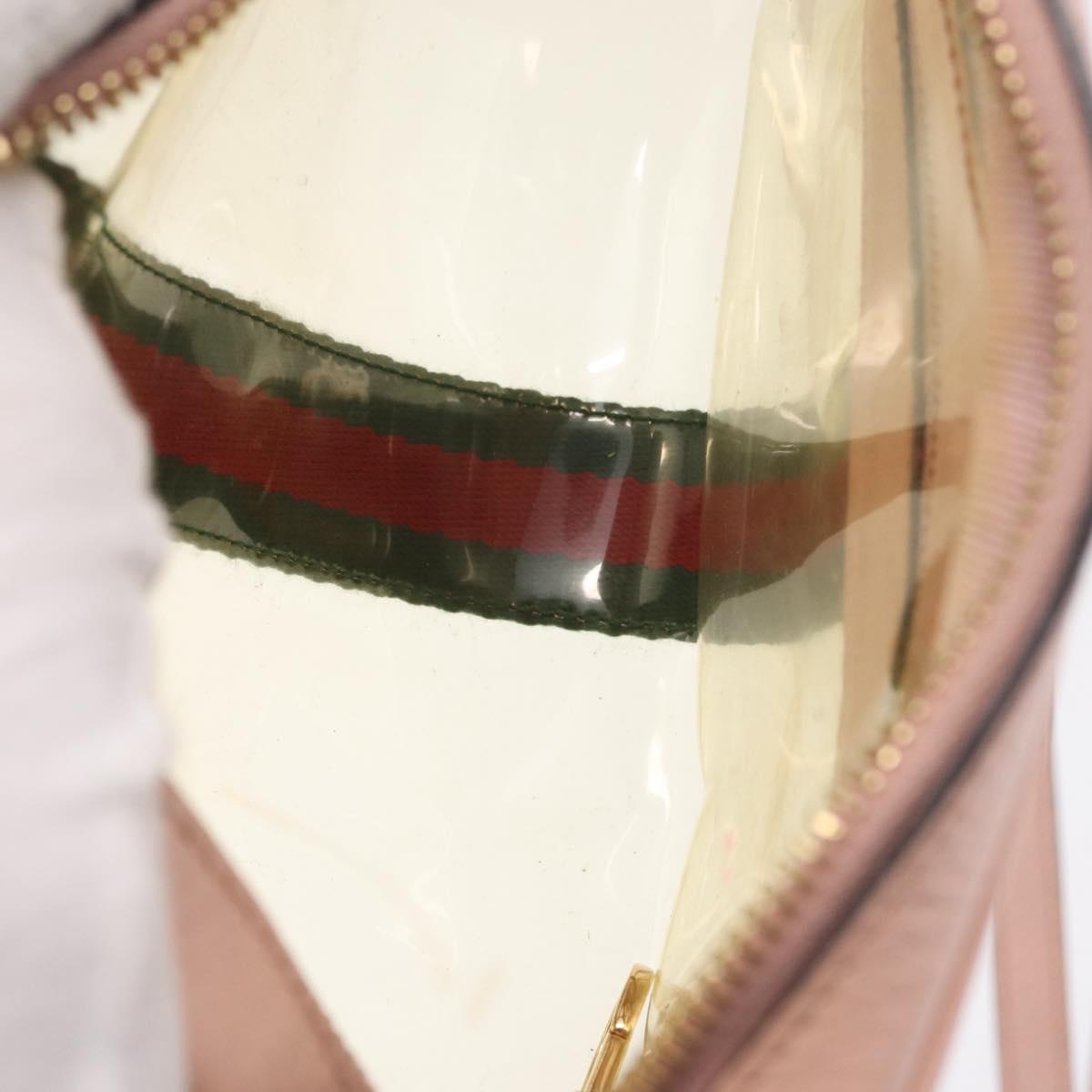 GUCCI Web Sherry Line Shoulder Bag Vinyl Clear Gold 517350 Auth 206888