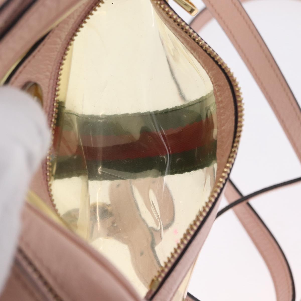 GUCCI Web Sherry Line Shoulder Bag Vinyl Clear Gold 517350 Auth 206888