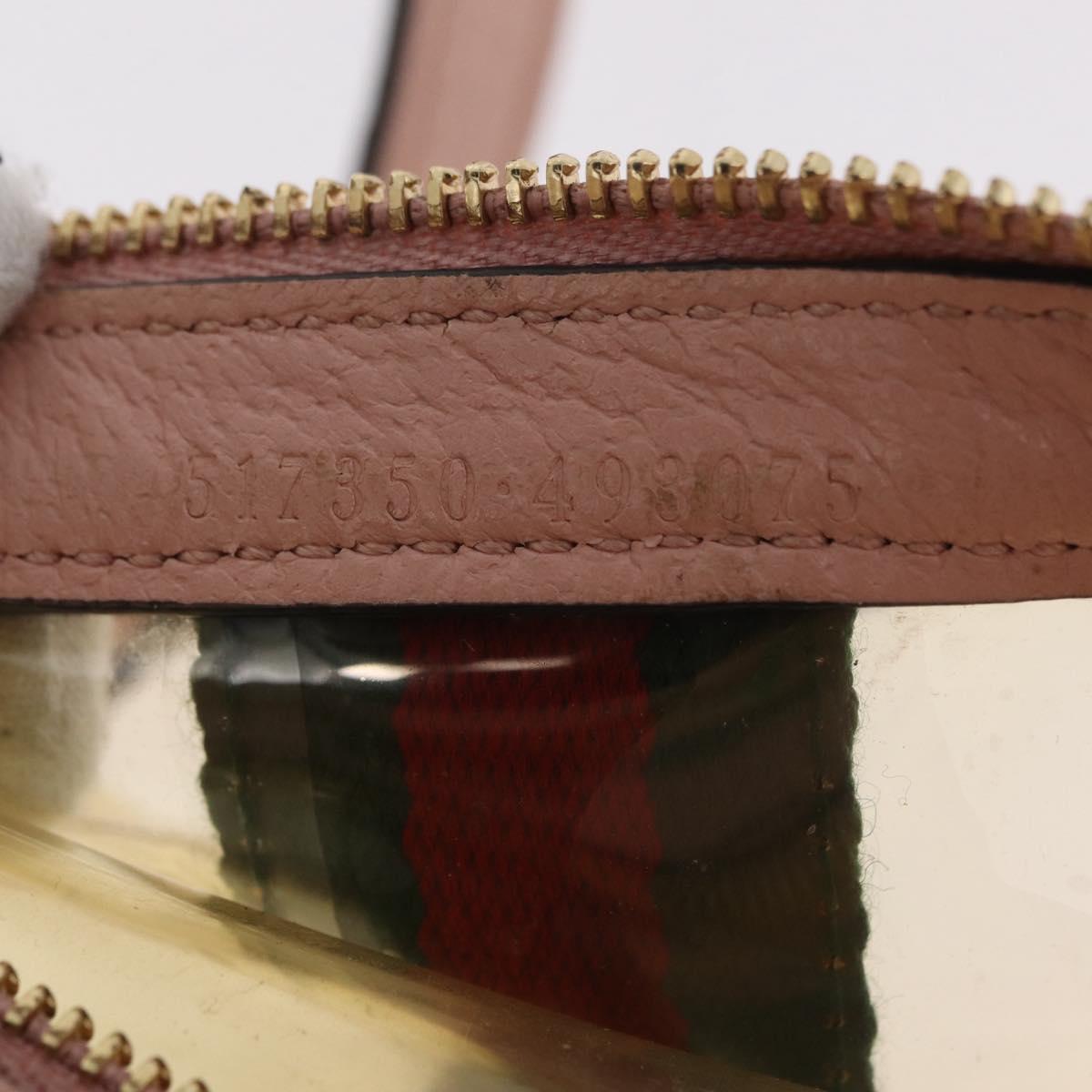 GUCCI Web Sherry Line Shoulder Bag Vinyl Clear Gold 517350 Auth 206888