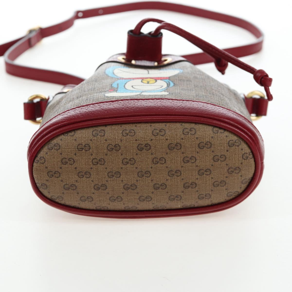 GUCCI Micro GG Doraemon Shoulder Bag PVC Beige Gold Tone 647801 Auth 206889M