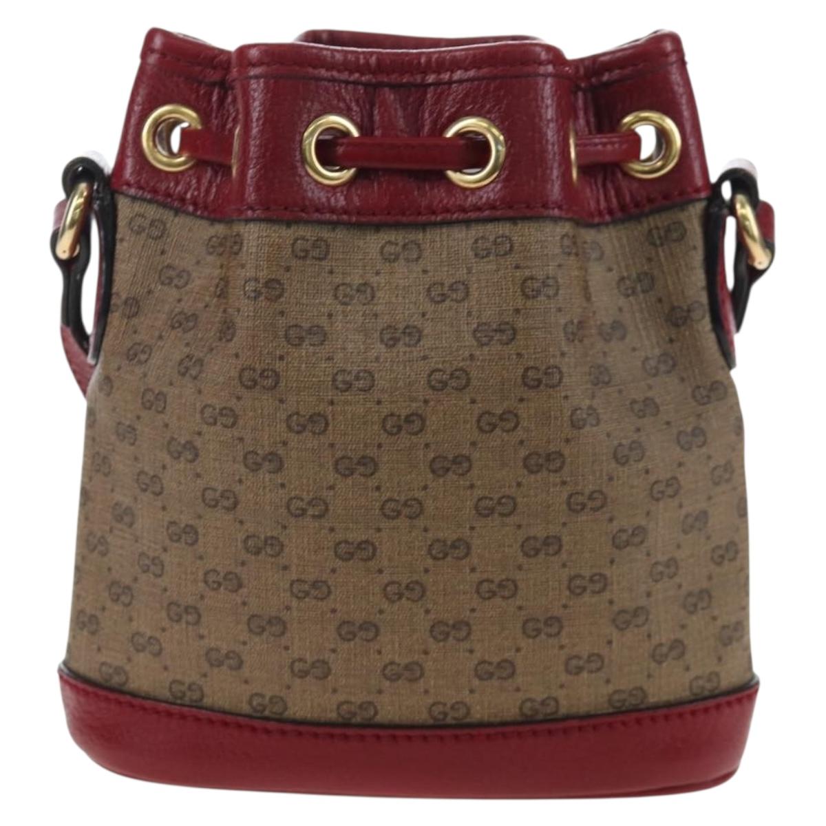 GUCCI Micro GG Doraemon Shoulder Bag PVC Beige Gold Tone 647801 Auth 206889M