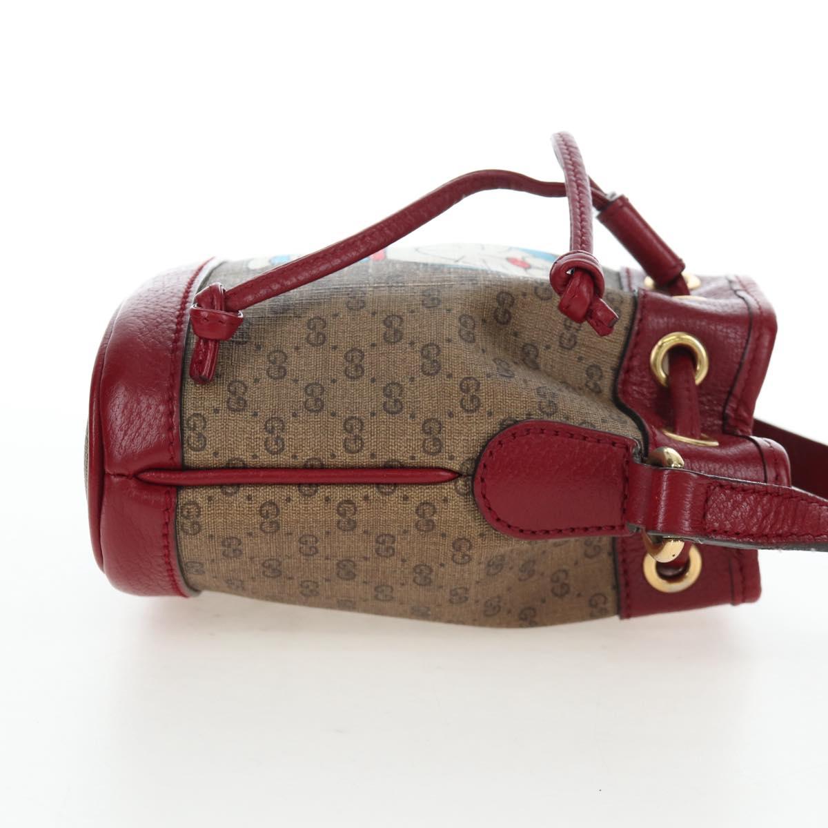 GUCCI Micro GG Doraemon Shoulder Bag PVC Beige Gold Tone 647801 Auth 206889M