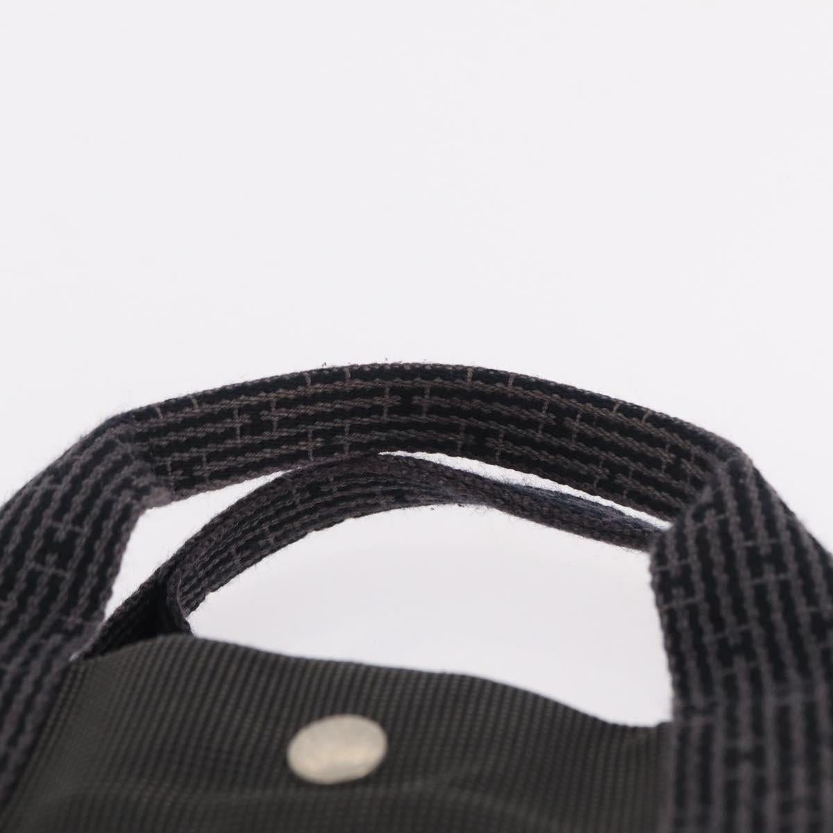 HERMES Her Line MM Hand Bag Canvas Gray Silver Auth 206892A