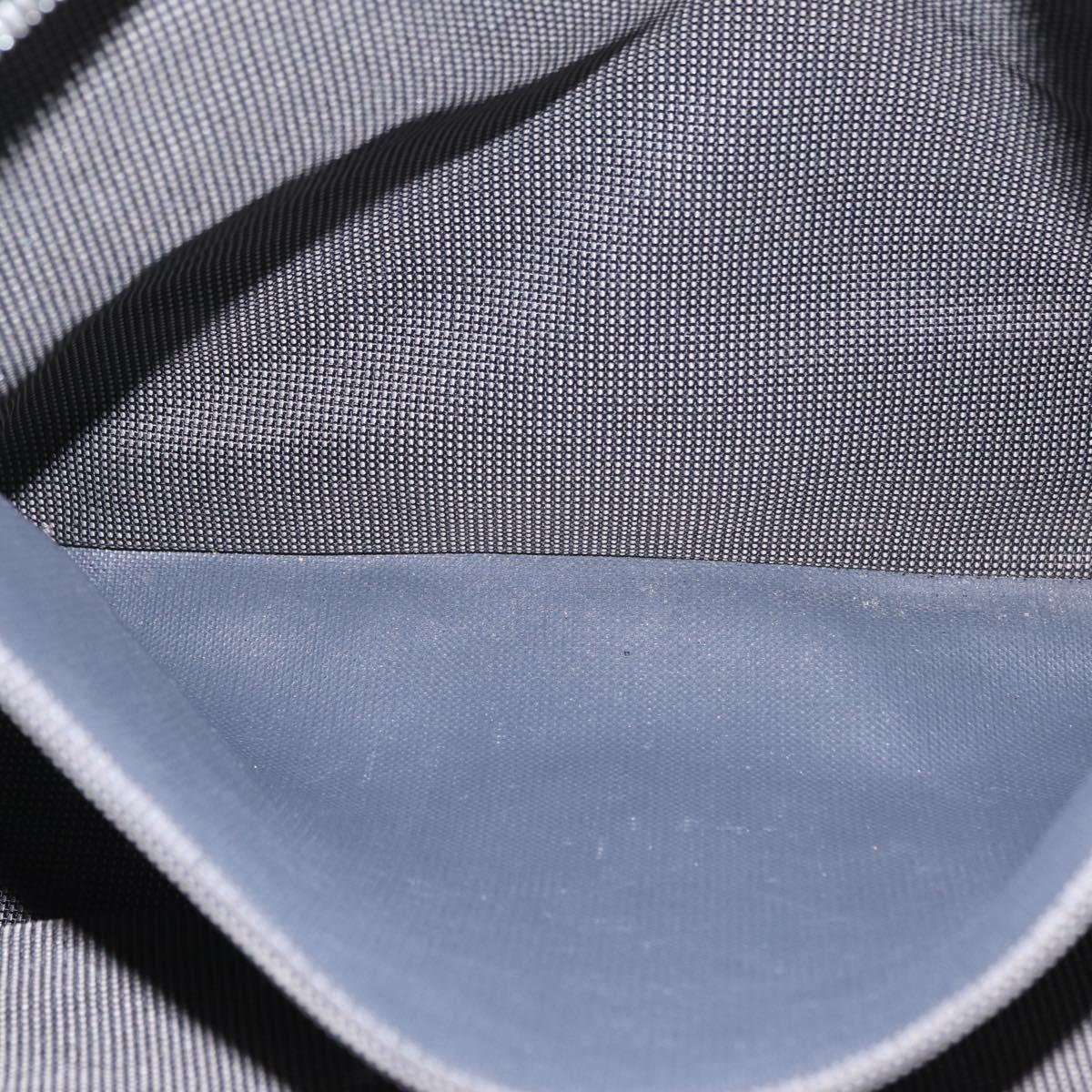 HERMES Her Line MM Hand Bag Canvas Gray Silver Auth 206892A