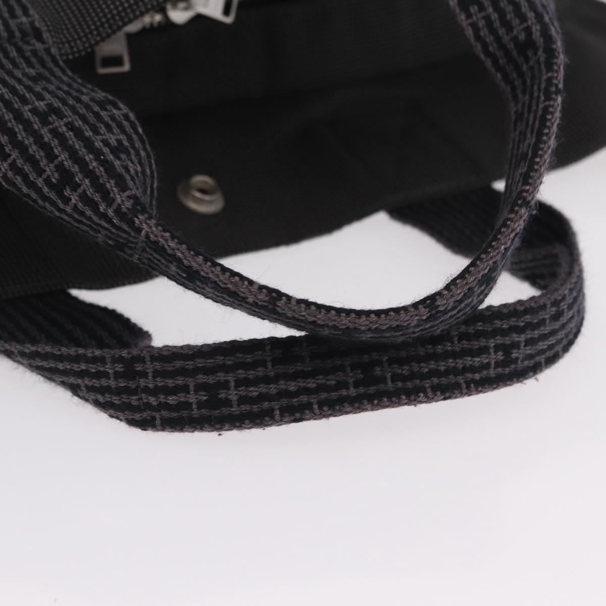 HERMES Her Line MM Hand Bag Canvas Gray Silver Auth 206892A