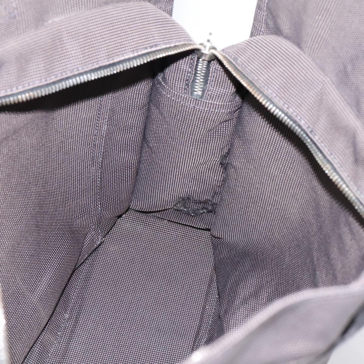 HERMES Her Line MM Hand Bag Canvas Gray Silver Auth 206893