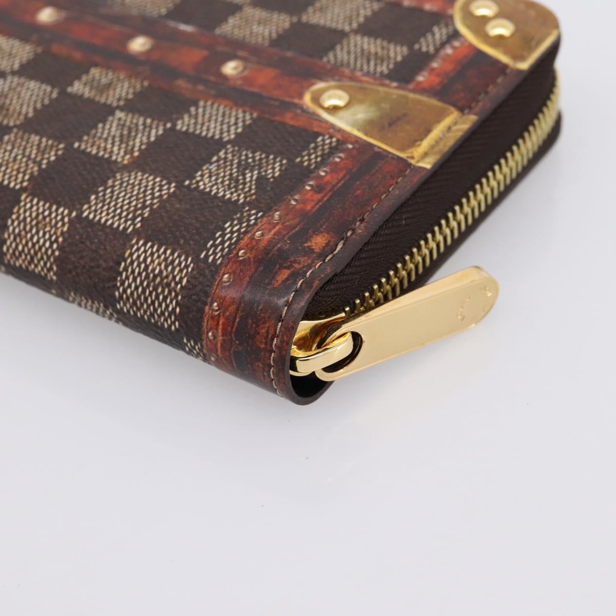 LOUIS VUITTON Damier Ebene Transformed Zippy Long Wallet M63490 LV Auth 206899M