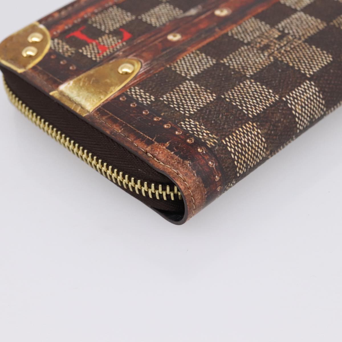 LOUIS VUITTON Damier Ebene Transformed Zippy Long Wallet M63490 LV Auth 206899M