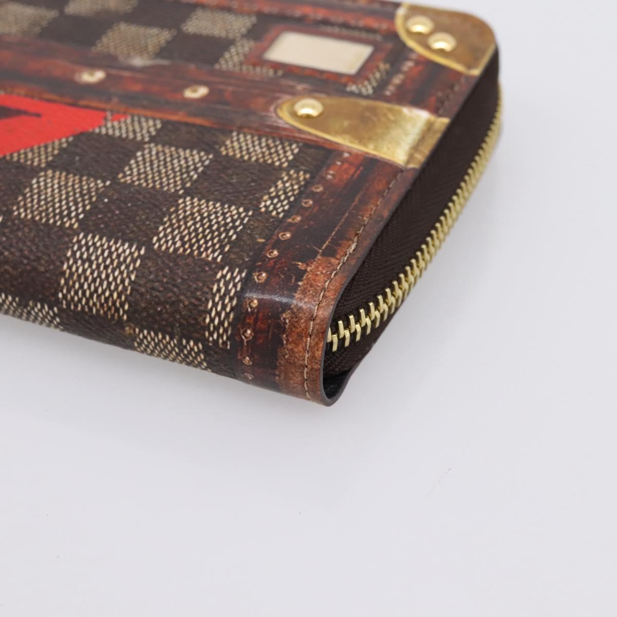 LOUIS VUITTON Damier Ebene Transformed Zippy Long Wallet M63490 LV Auth 206899M