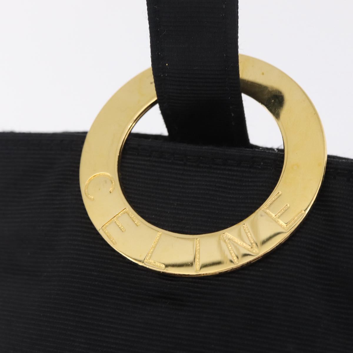 CELINE Circle Pouch Canvas Black Gold Auth 206900A