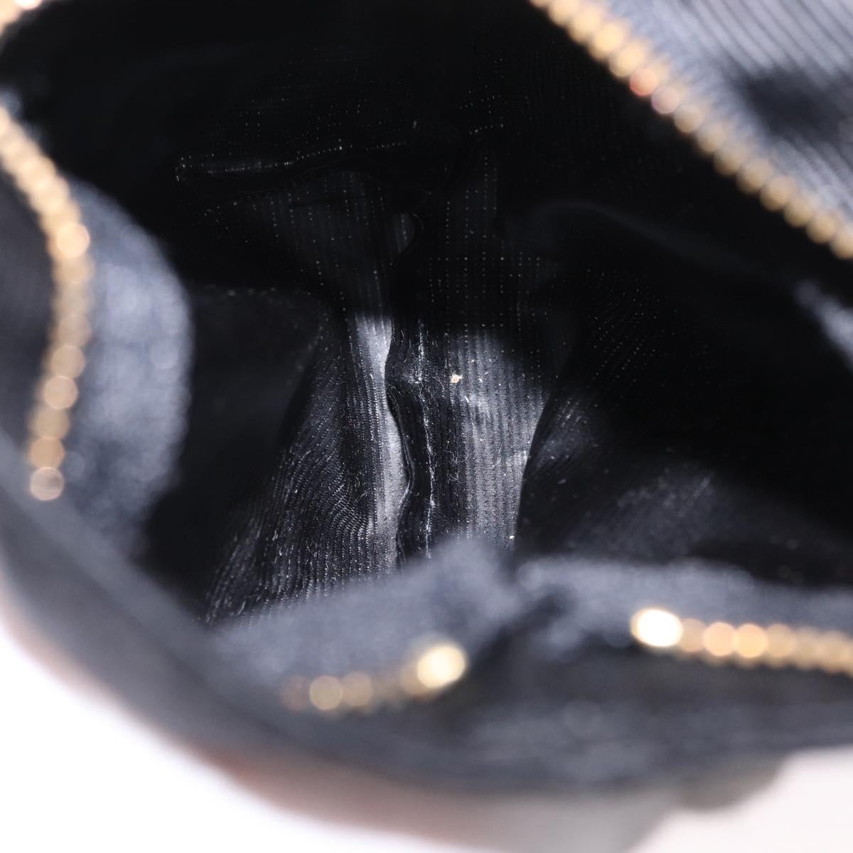 CELINE Circle Pouch Canvas Black Gold Auth 206900A