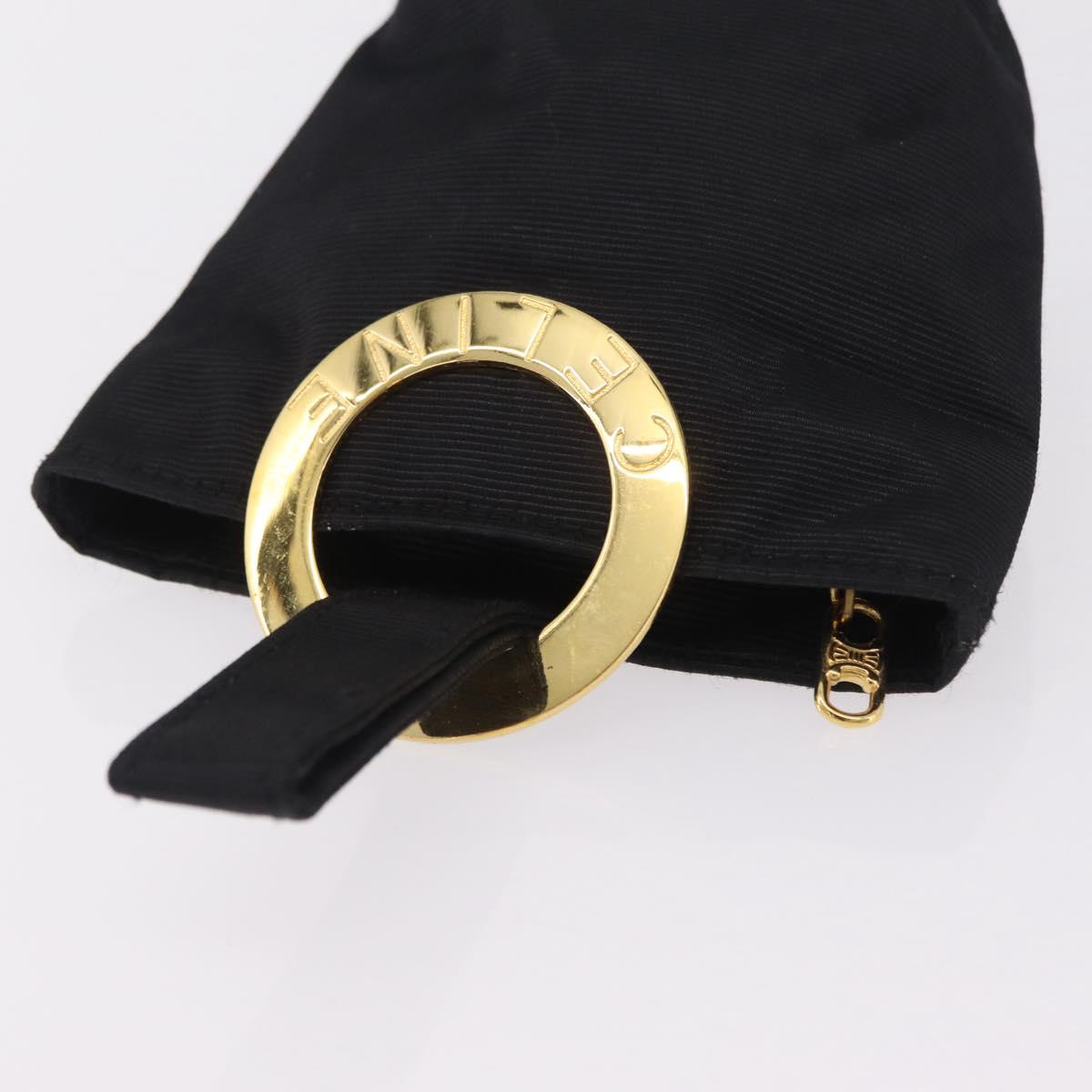 CELINE Circle Pouch Canvas Black Gold Auth 206900A
