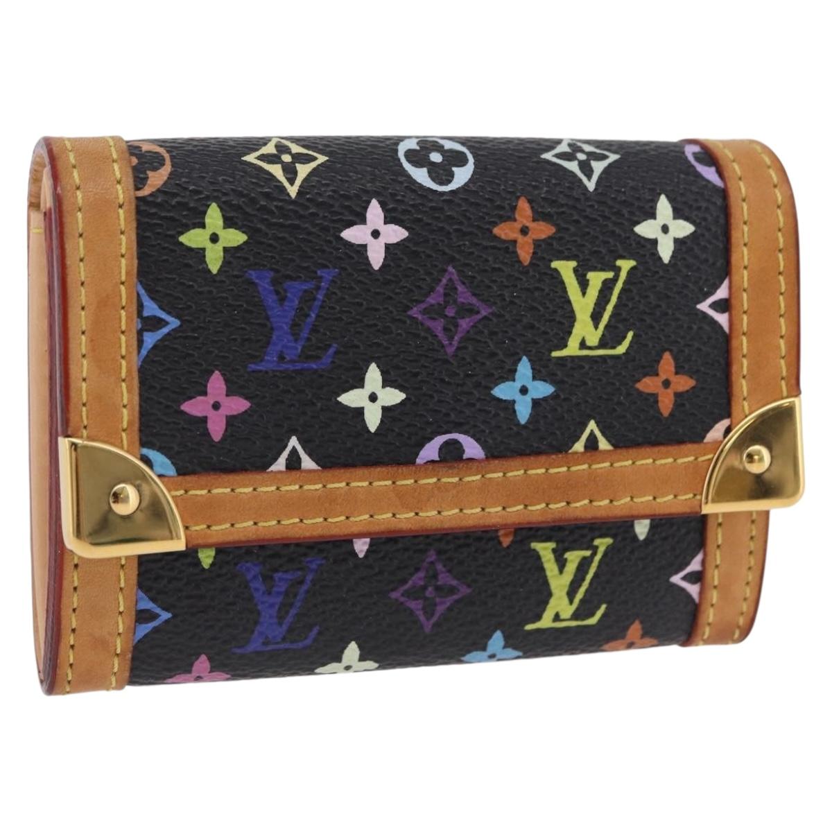 LOUIS VUITTON Monogram Multicolor Porte Monnaie Pla Black M92656 LV Auth 206901