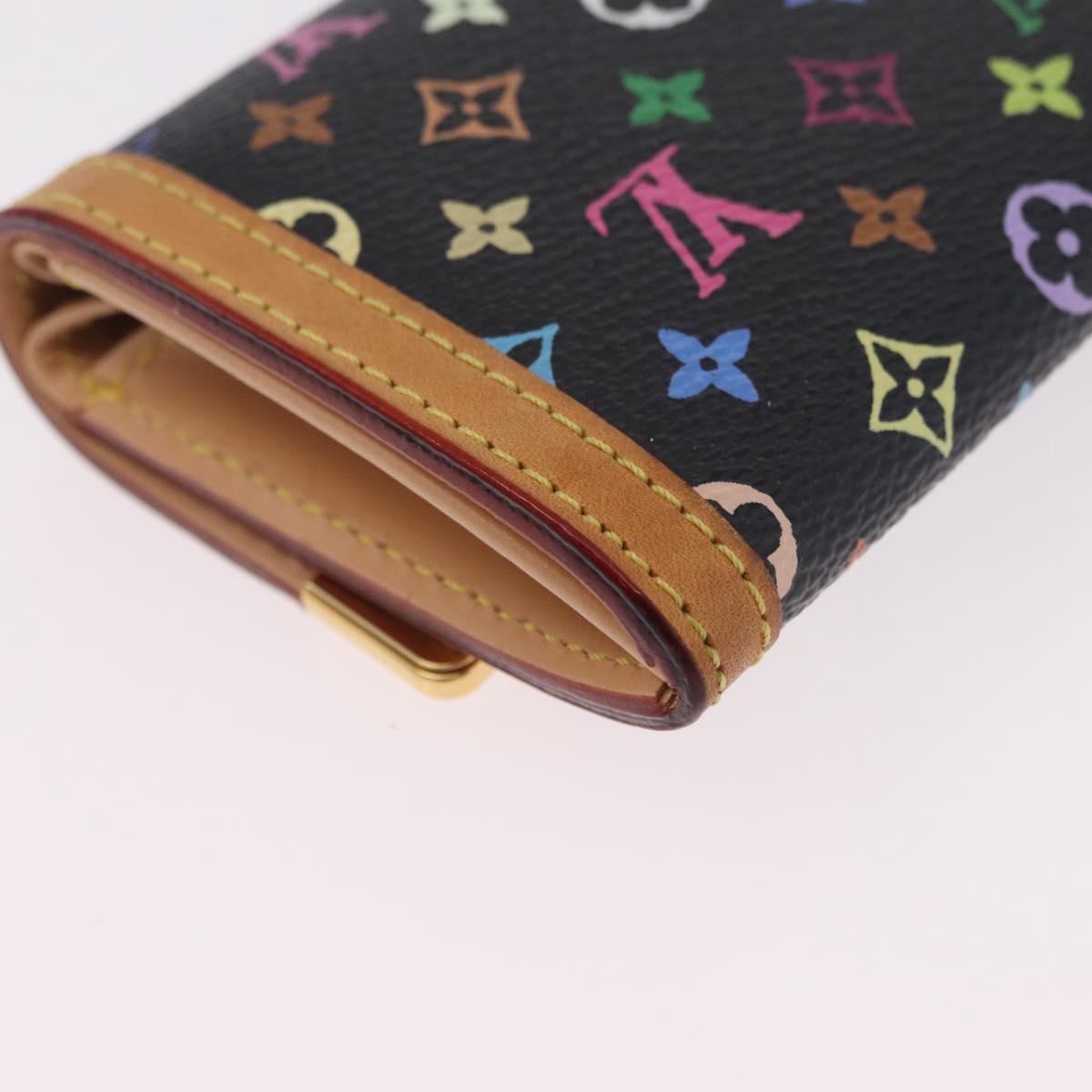 LOUIS VUITTON Monogram Multicolor Porte Monnaie Pla Black M92656 LV Auth 206901