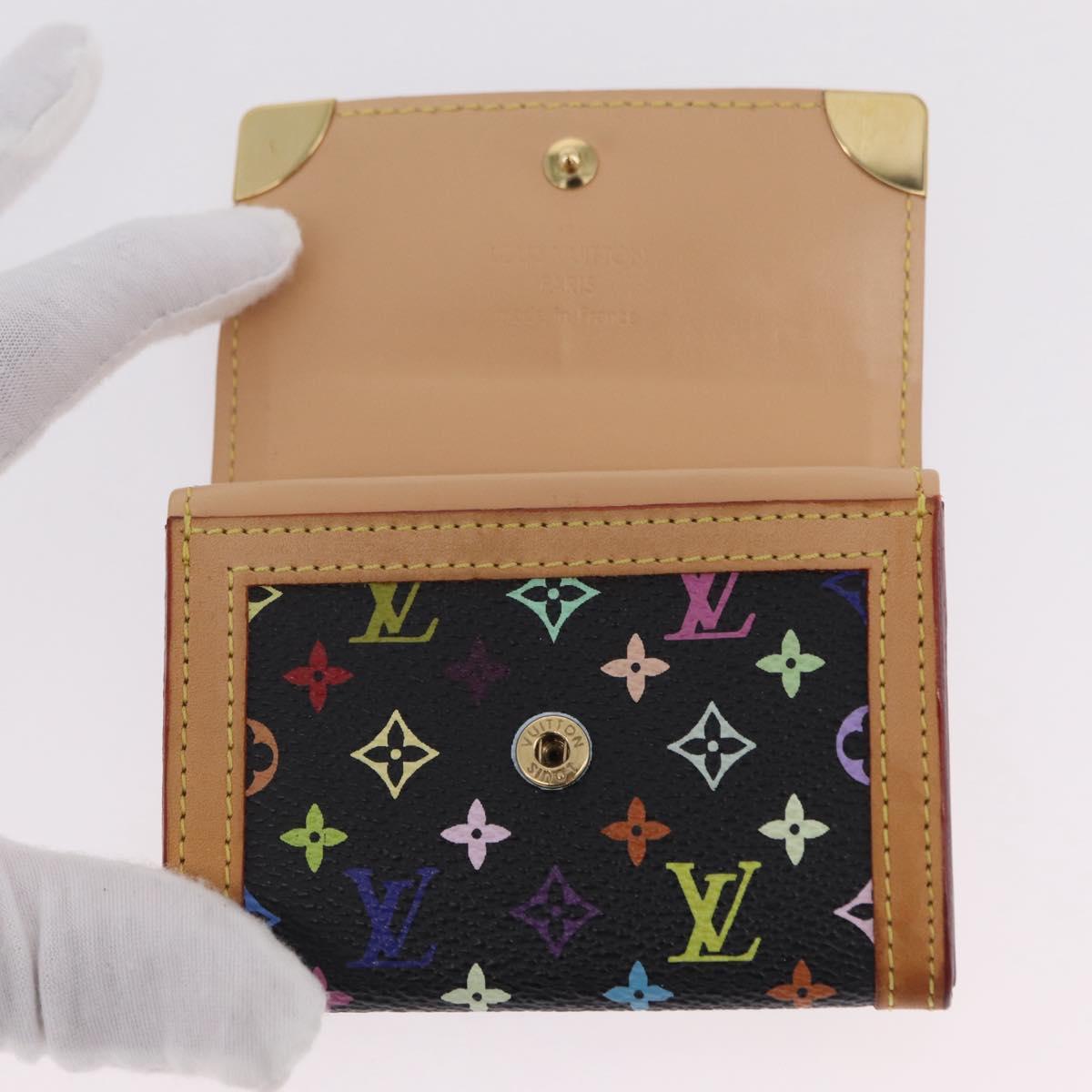 LOUIS VUITTON Monogram Multicolor Porte Monnaie Pla Black M92656 LV Auth 206901