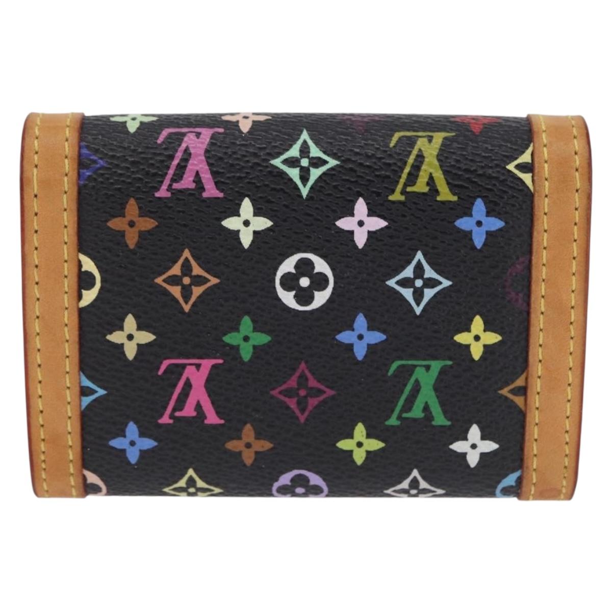 LOUIS VUITTON Monogram Multicolor Porte Monnaie Pla Black M92656 LV Auth 206901