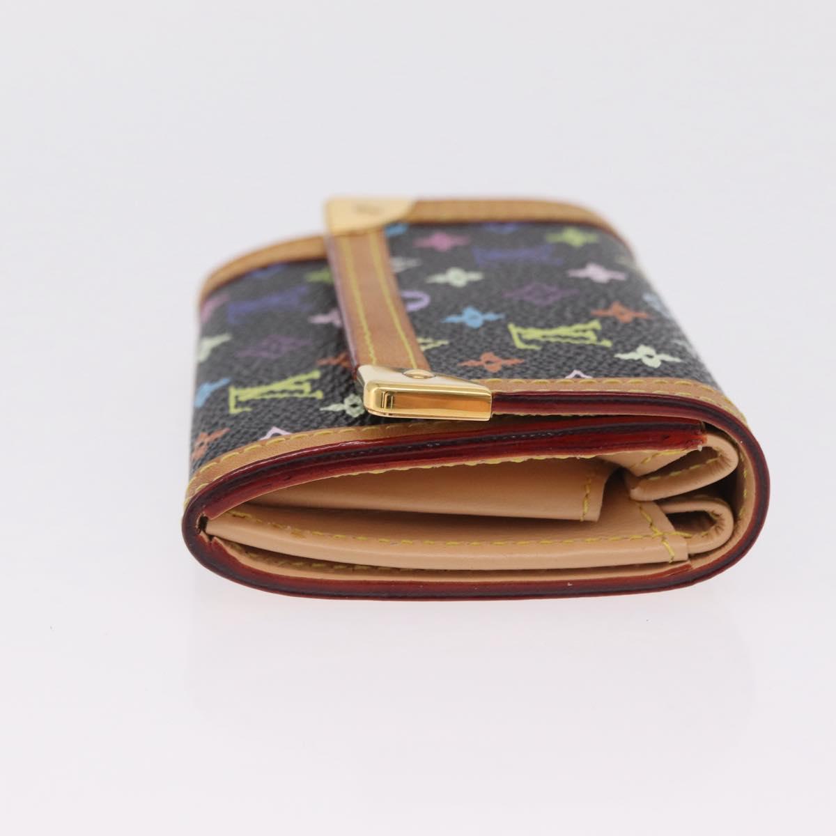 LOUIS VUITTON Monogram Multicolor Porte Monnaie Pla Black M92656 LV Auth 206901