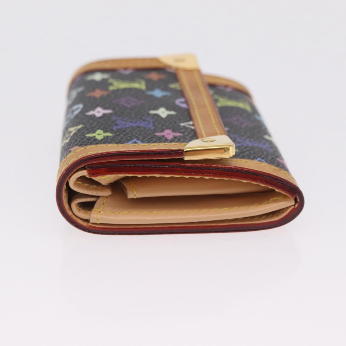 LOUIS VUITTON Monogram Multicolor Porte Monnaie Pla Black M92656 LV Auth 206901
