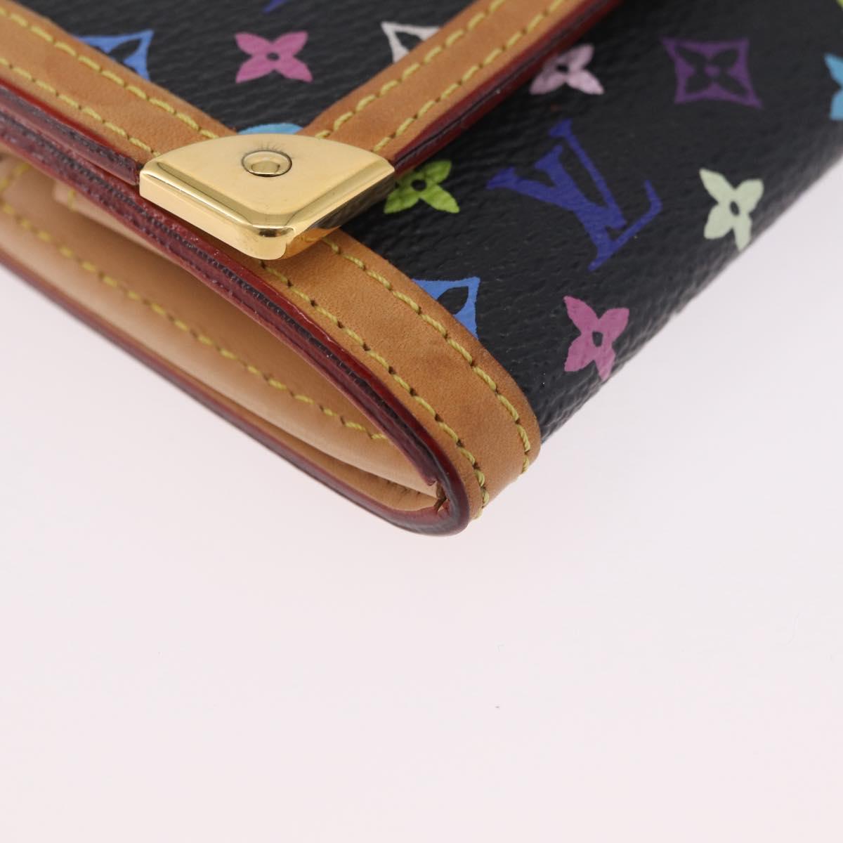 LOUIS VUITTON Monogram Multicolor Porte Monnaie Pla Black M92656 LV Auth 206901