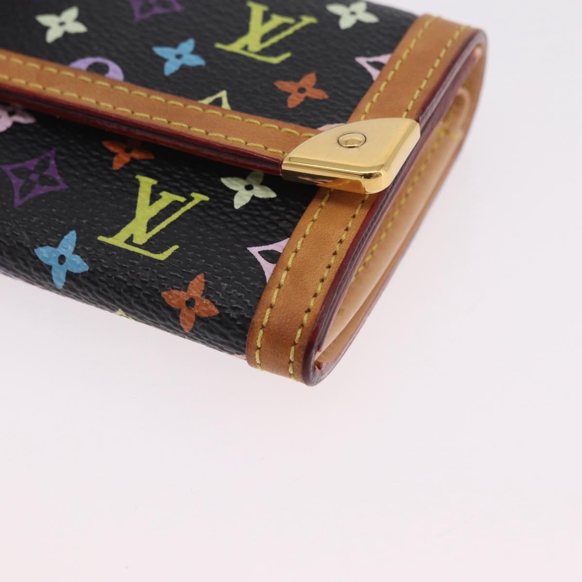LOUIS VUITTON Monogram Multicolor Porte Monnaie Pla Black M92656 LV Auth 206901