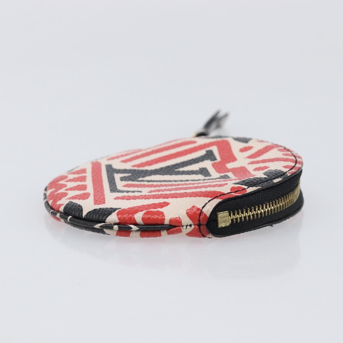 LOUIS VUITTON Monogram craft Porte Monnaie Ron Coin Purse Red M69505 LV Auth 206902A
