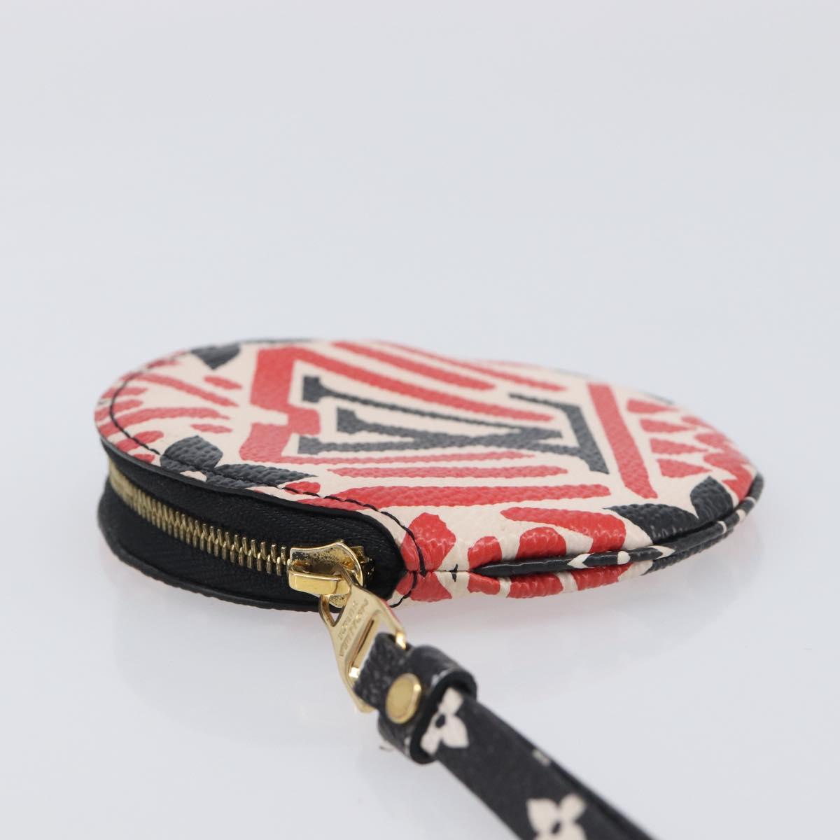 LOUIS VUITTON Monogram craft Porte Monnaie Ron Coin Purse Red M69505 LV Auth 206902A